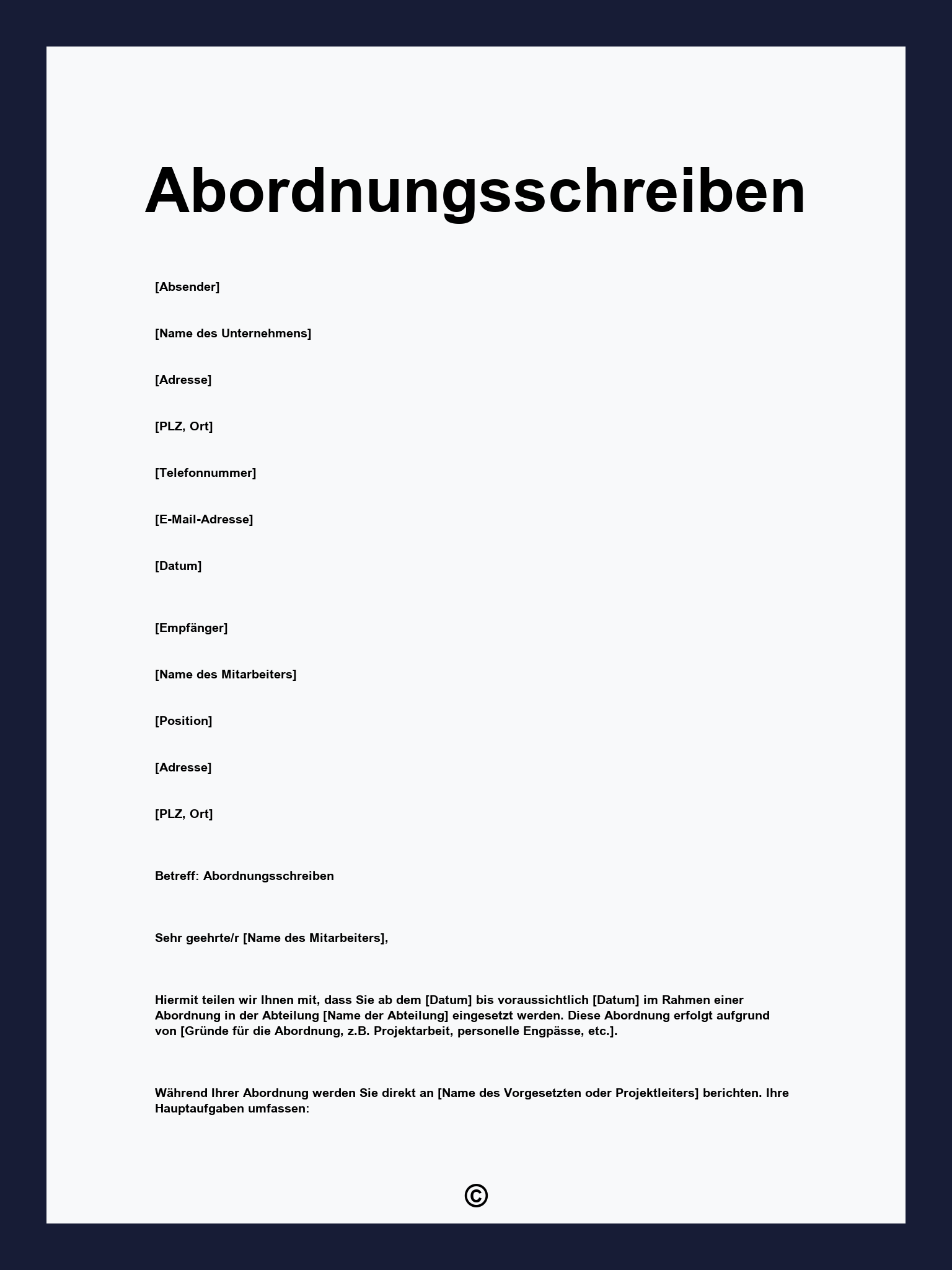 Abordnungsschreiben