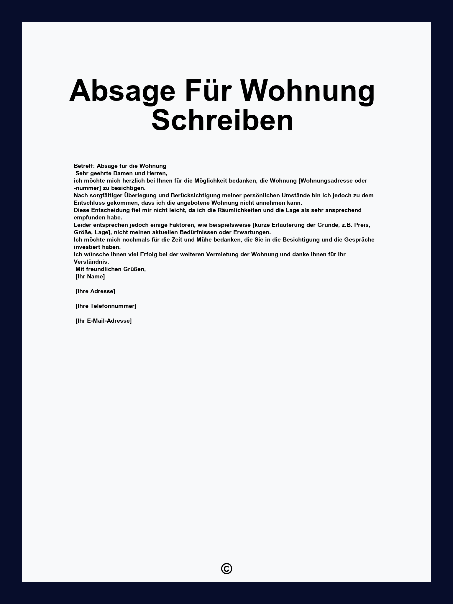 Absage Für Wohnung Schreiben