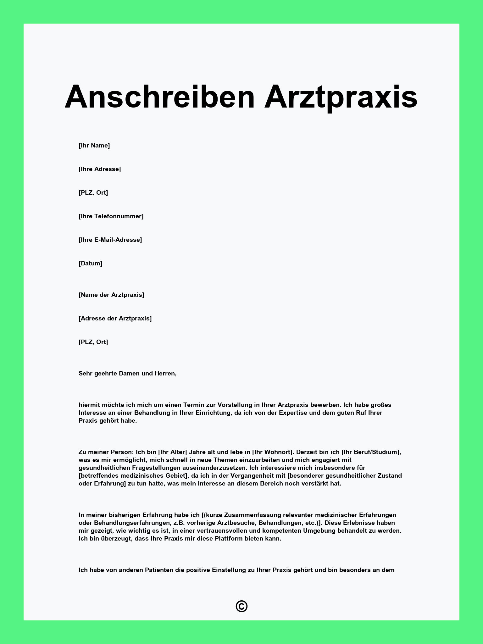 Anschreiben Arztpraxis