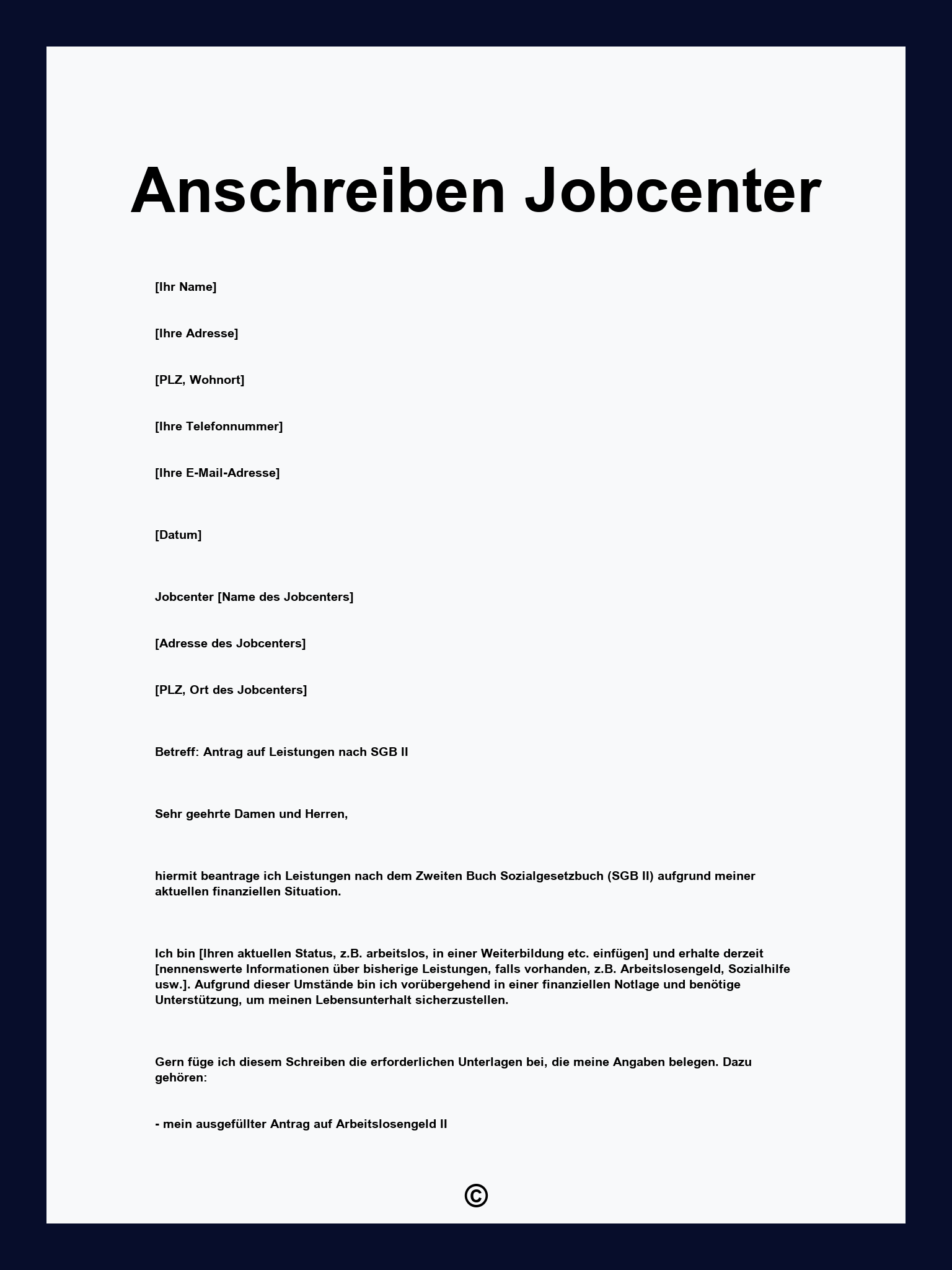 Anschreiben Jobcenter