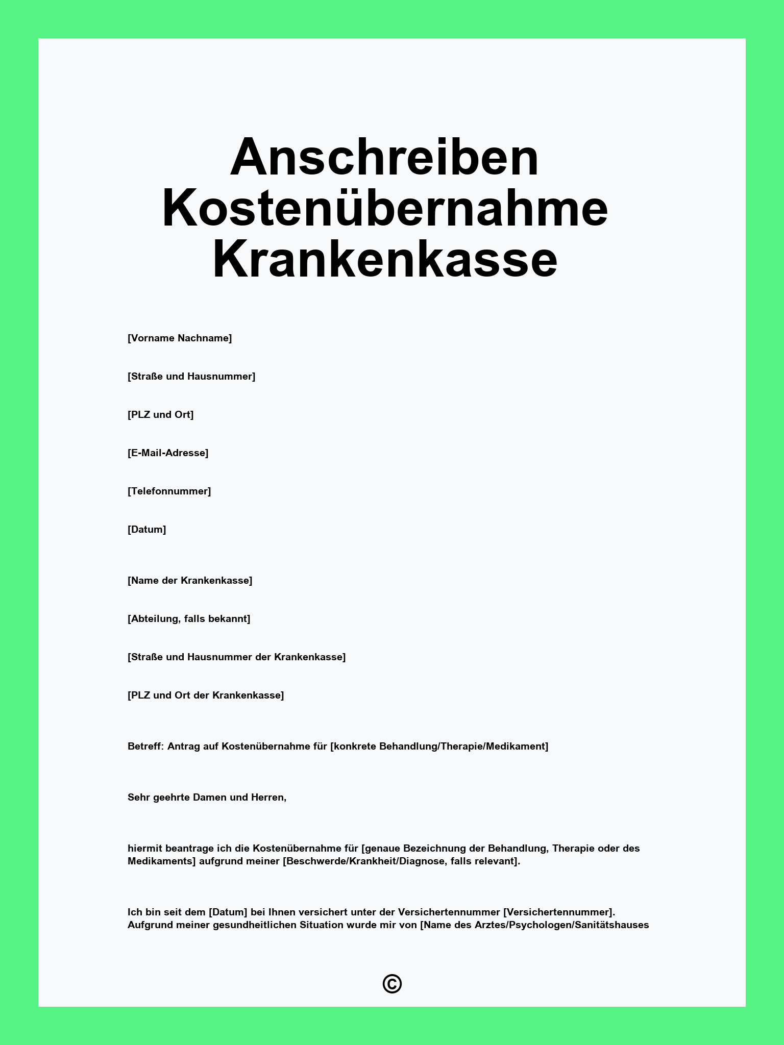 Anschreiben Kostenübernahme Krankenkasse