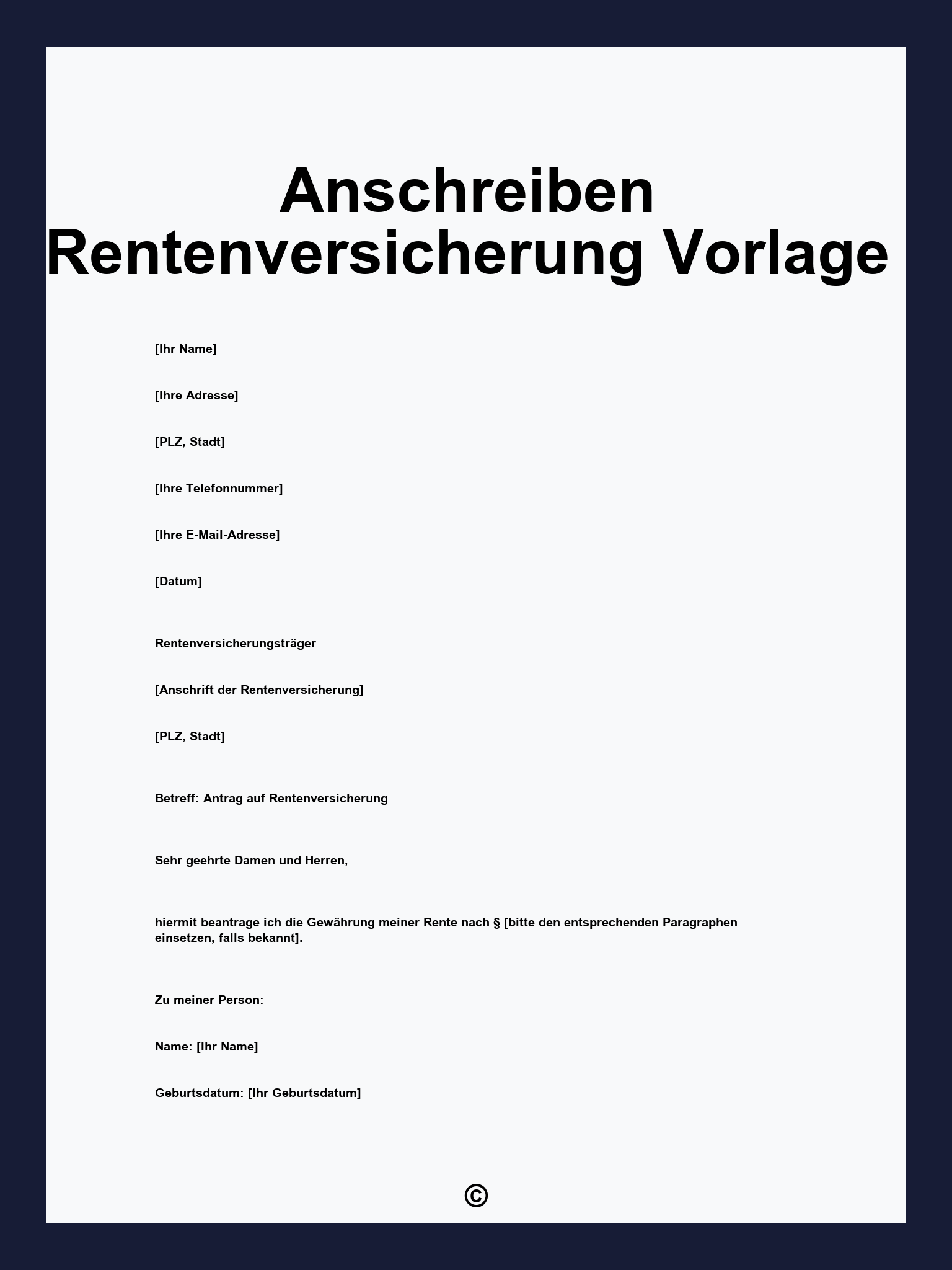 Anschreiben Rentenversicherung Vorlage
