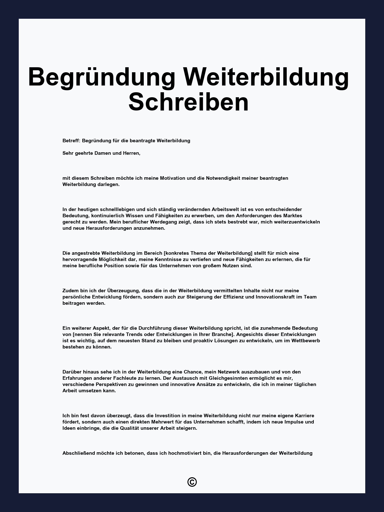 Begründung Weiterbildung Schreiben