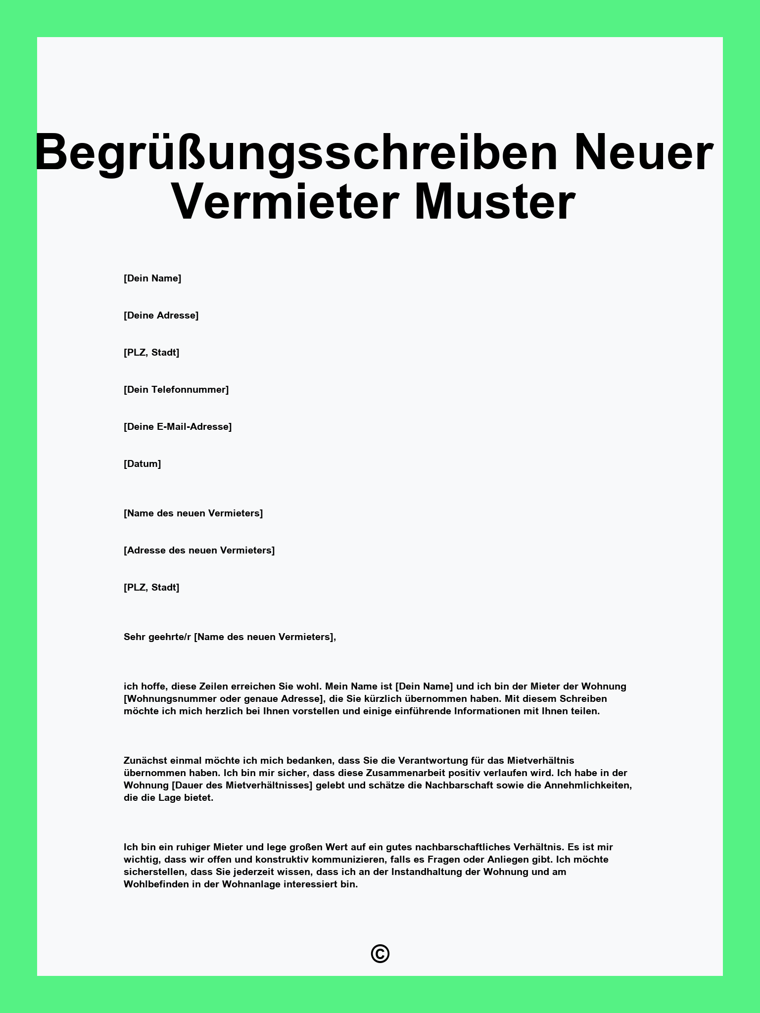 Begrüßungsschreiben Neuer Vermieter Muster