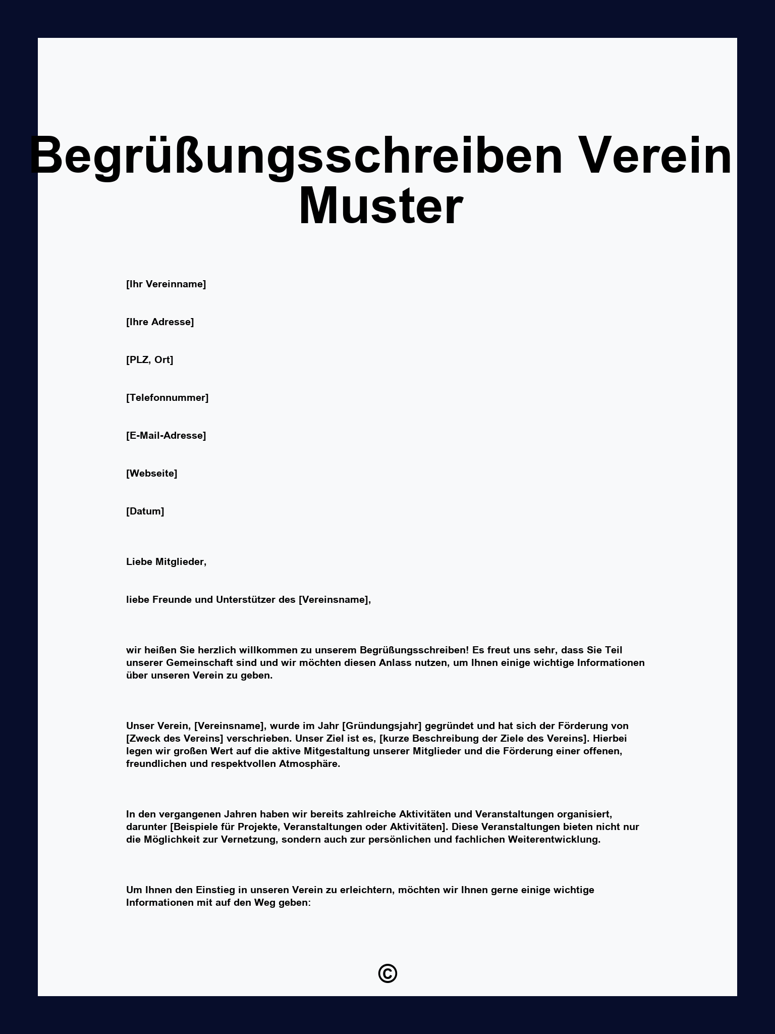 Begrüßungsschreiben Verein Muster