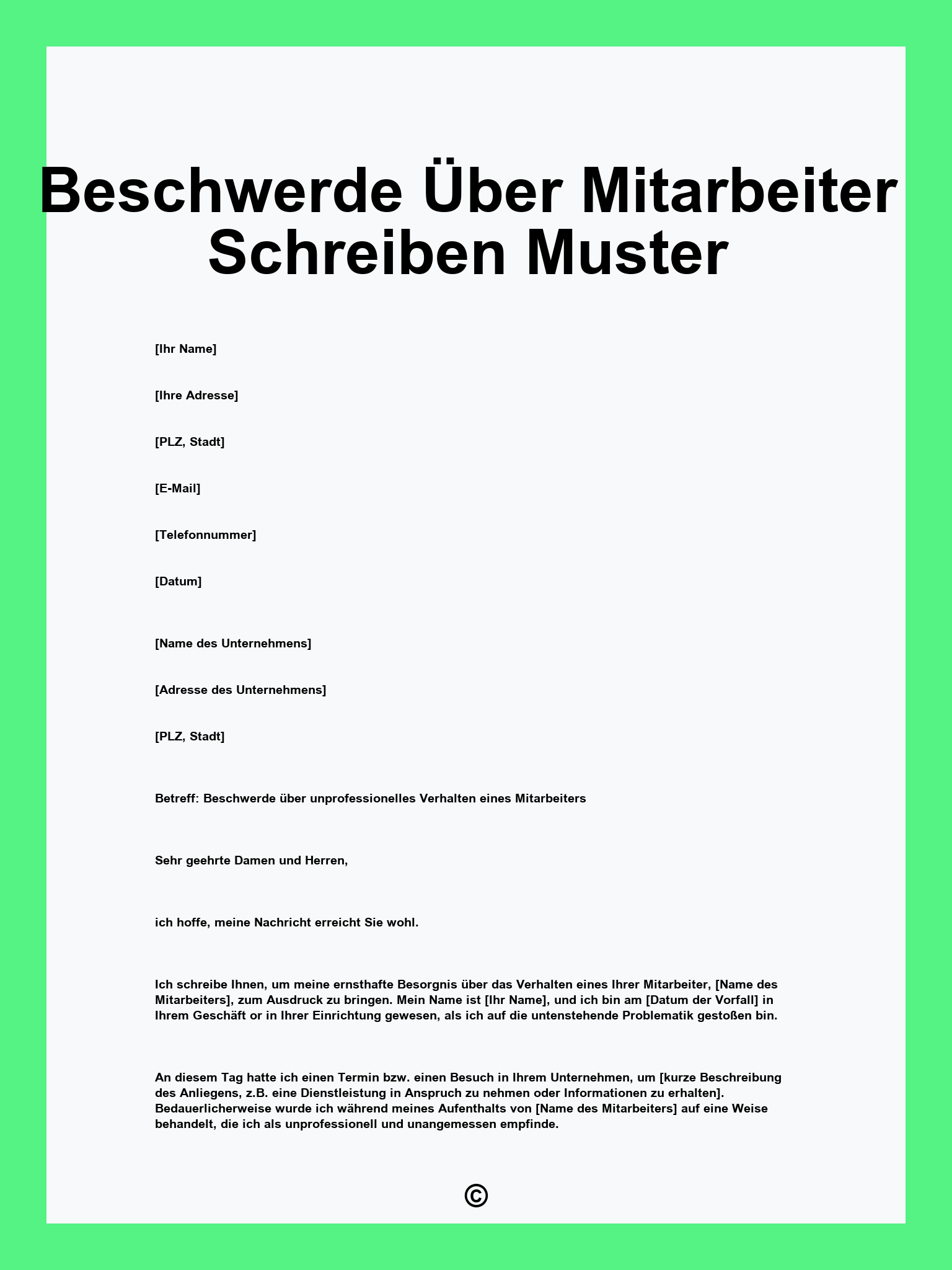 Beschwerde Über Mitarbeiter Schreiben Muster