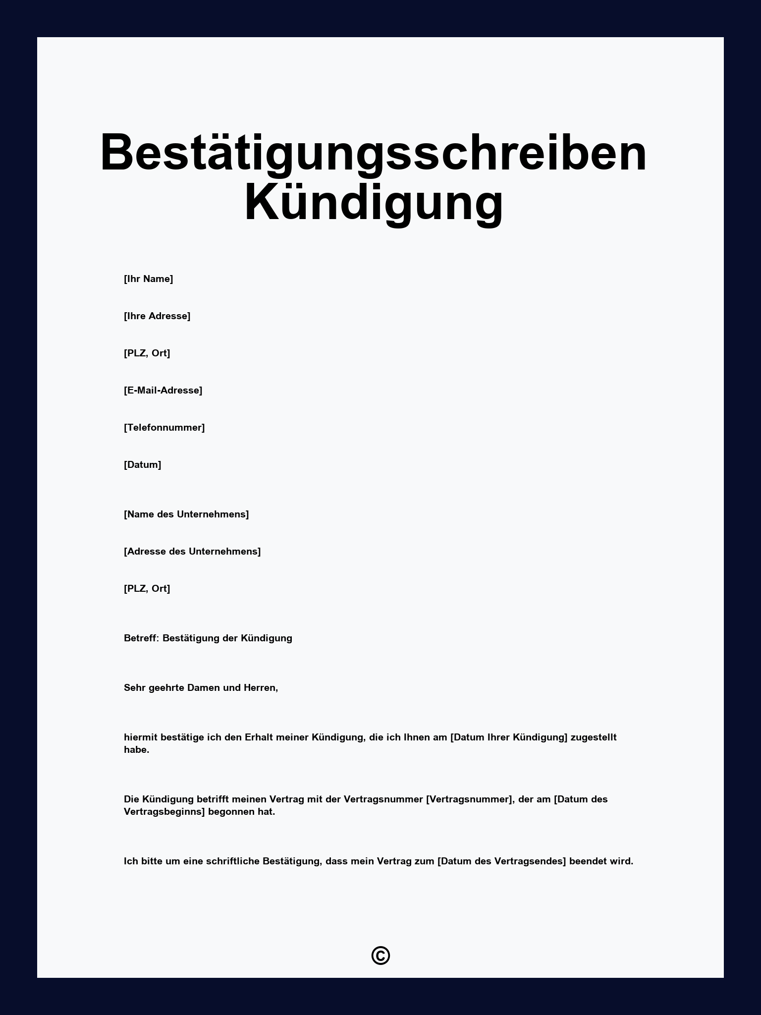 Bestätigungsschreiben Kündigung