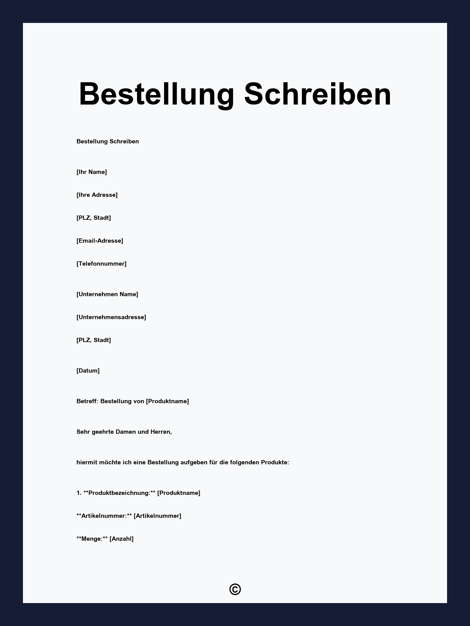 Bestellung Schreiben