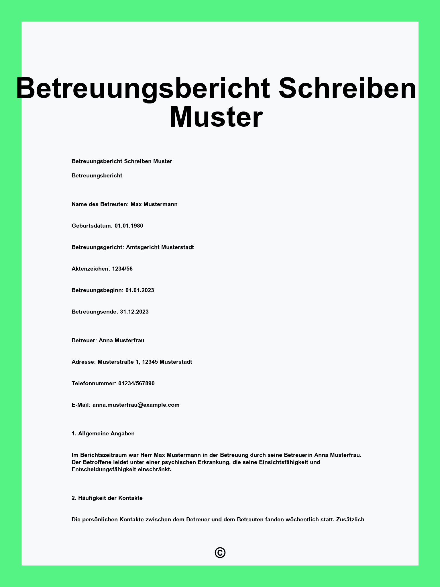 Betreuungsbericht Schreiben Muster