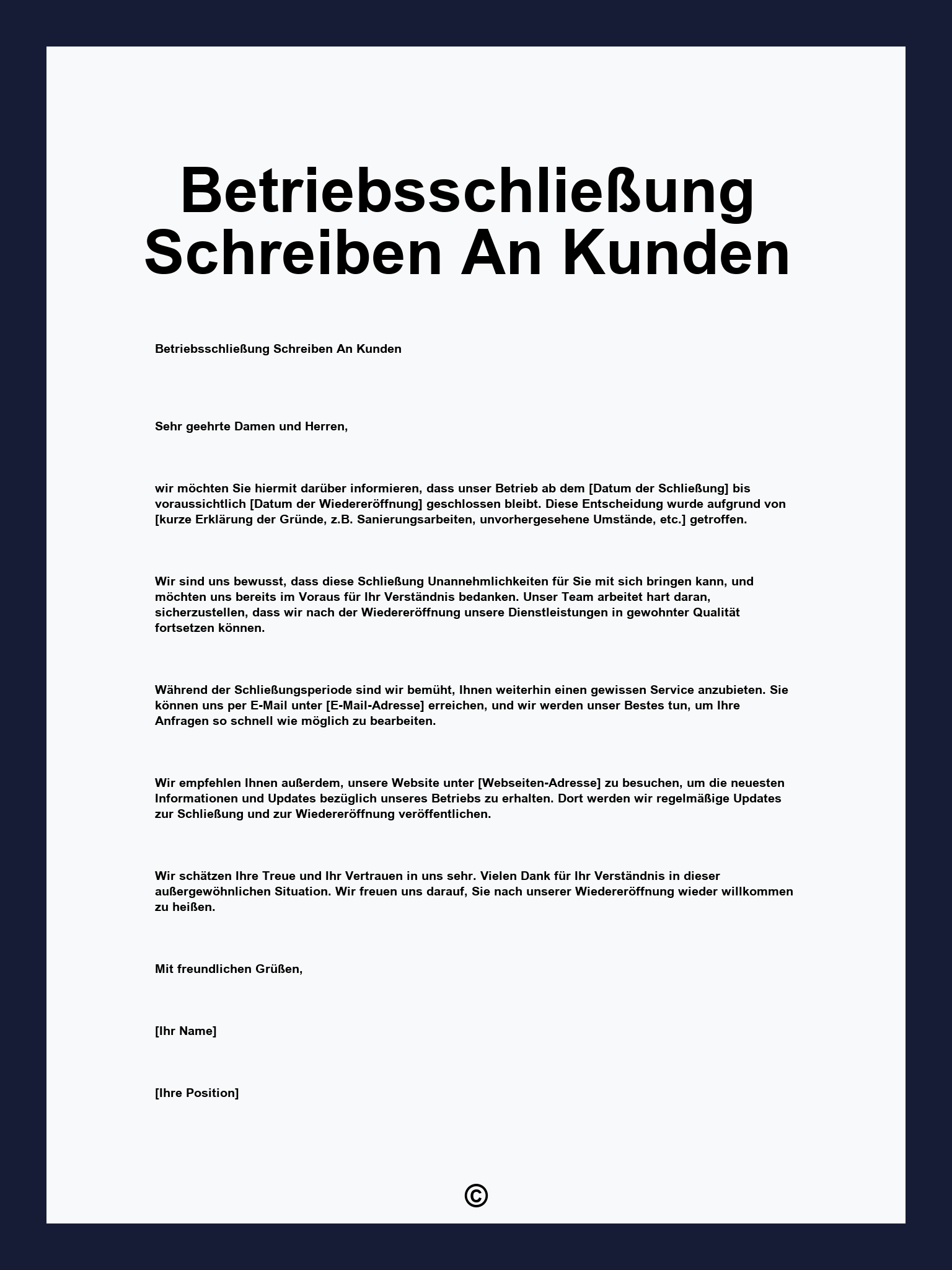 Betriebsschließung Schreiben An Kunden