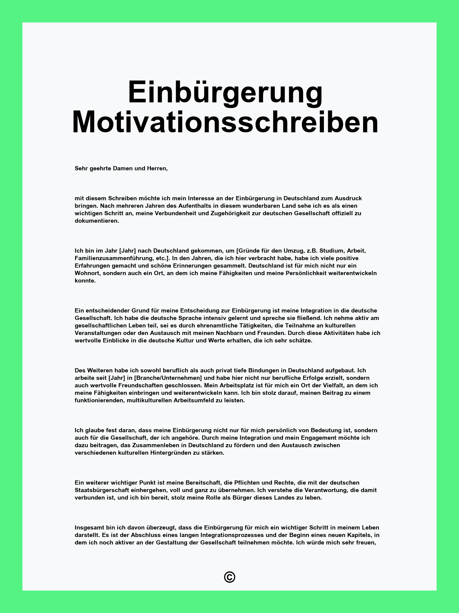 Einbürgerung Motivationsschreiben