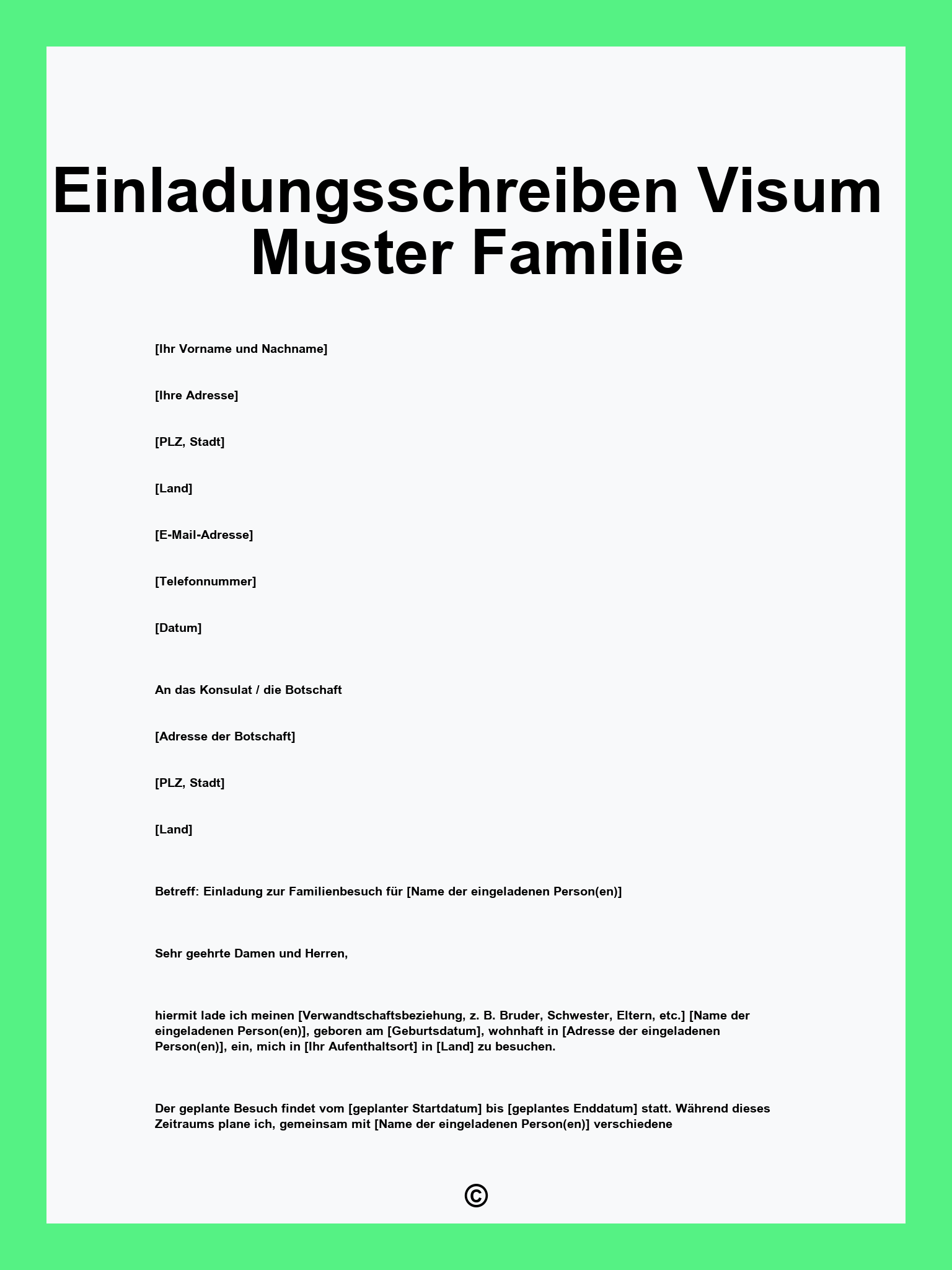 Einladungsschreiben Visum Muster Familie