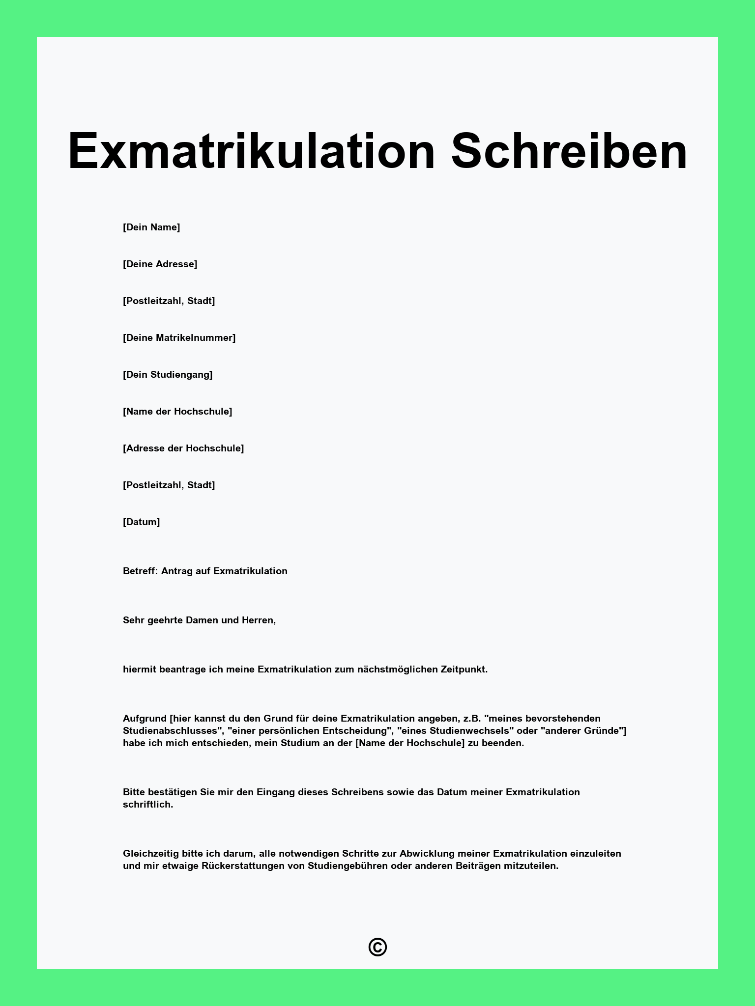 Exmatrikulation Schreiben