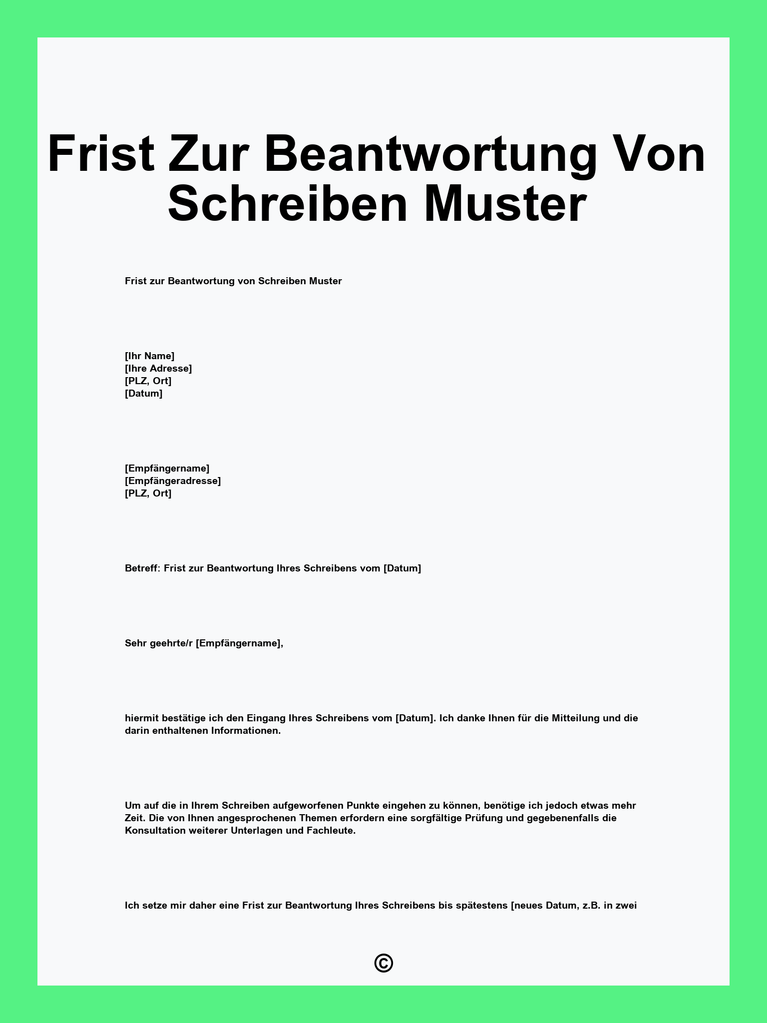 Frist Zur Beantwortung Von Schreiben Muster