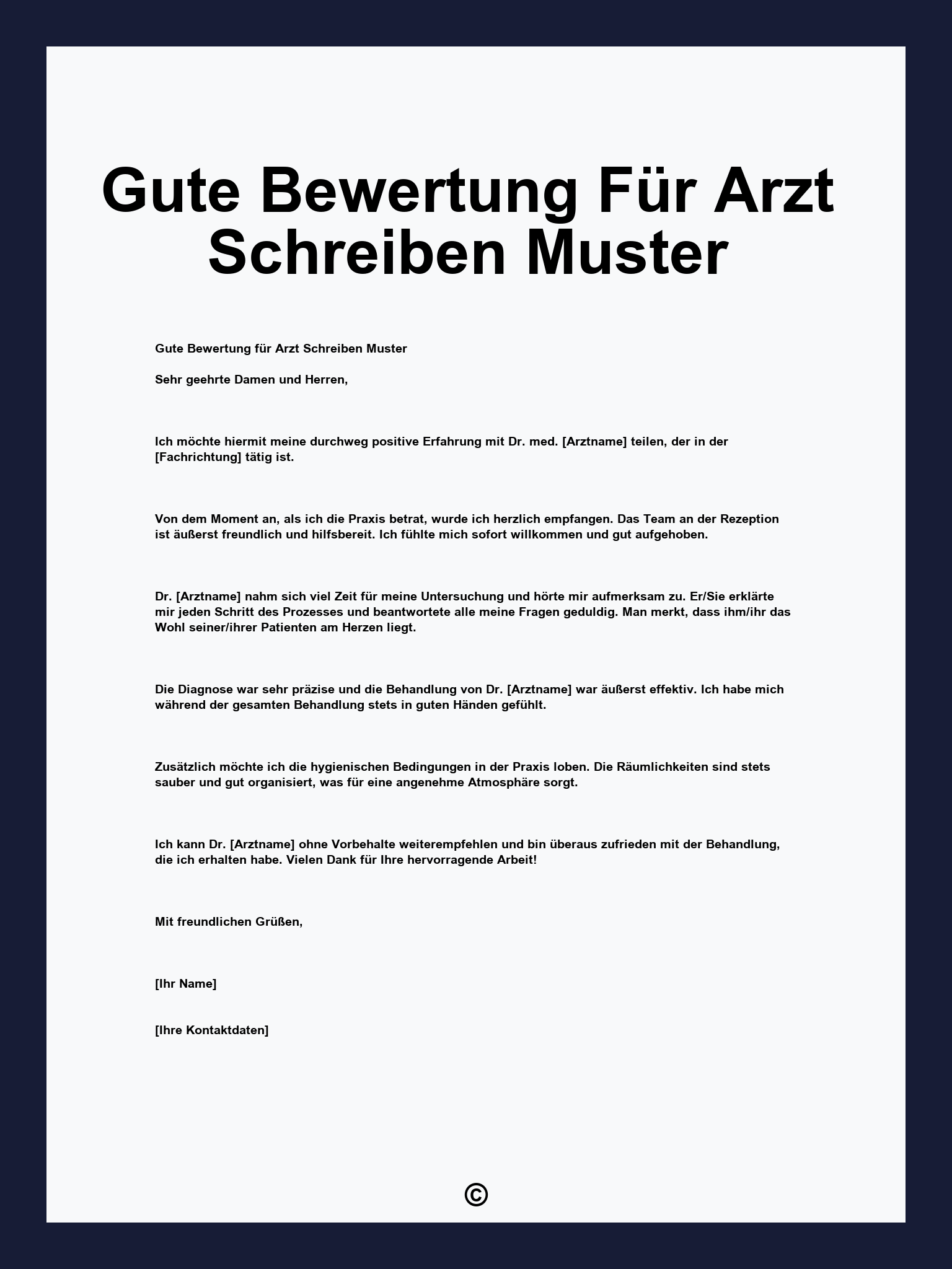 Gute Bewertung Für Arzt Schreiben Muster
