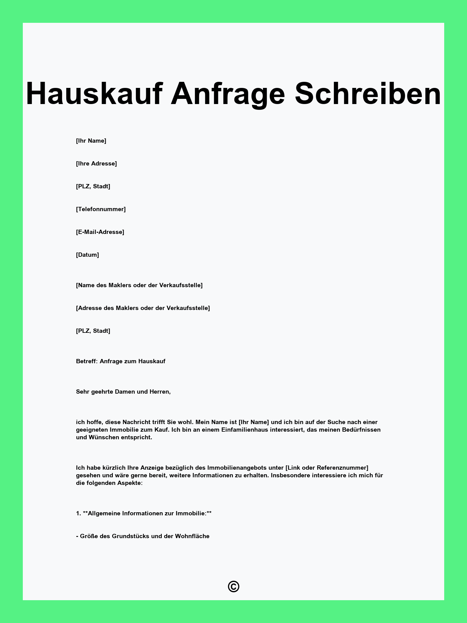 Hauskauf Anfrage Schreiben