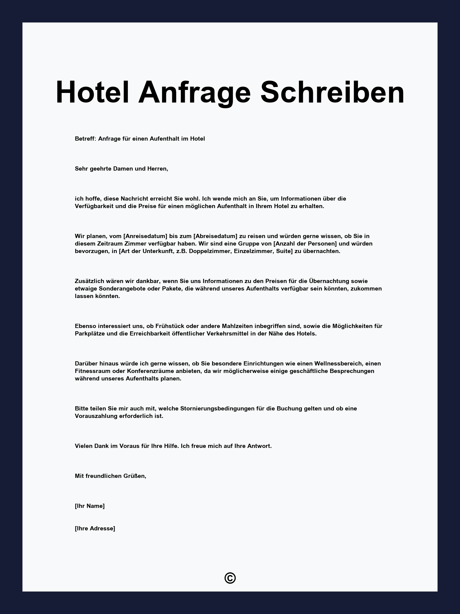 Hotel Anfrage Schreiben