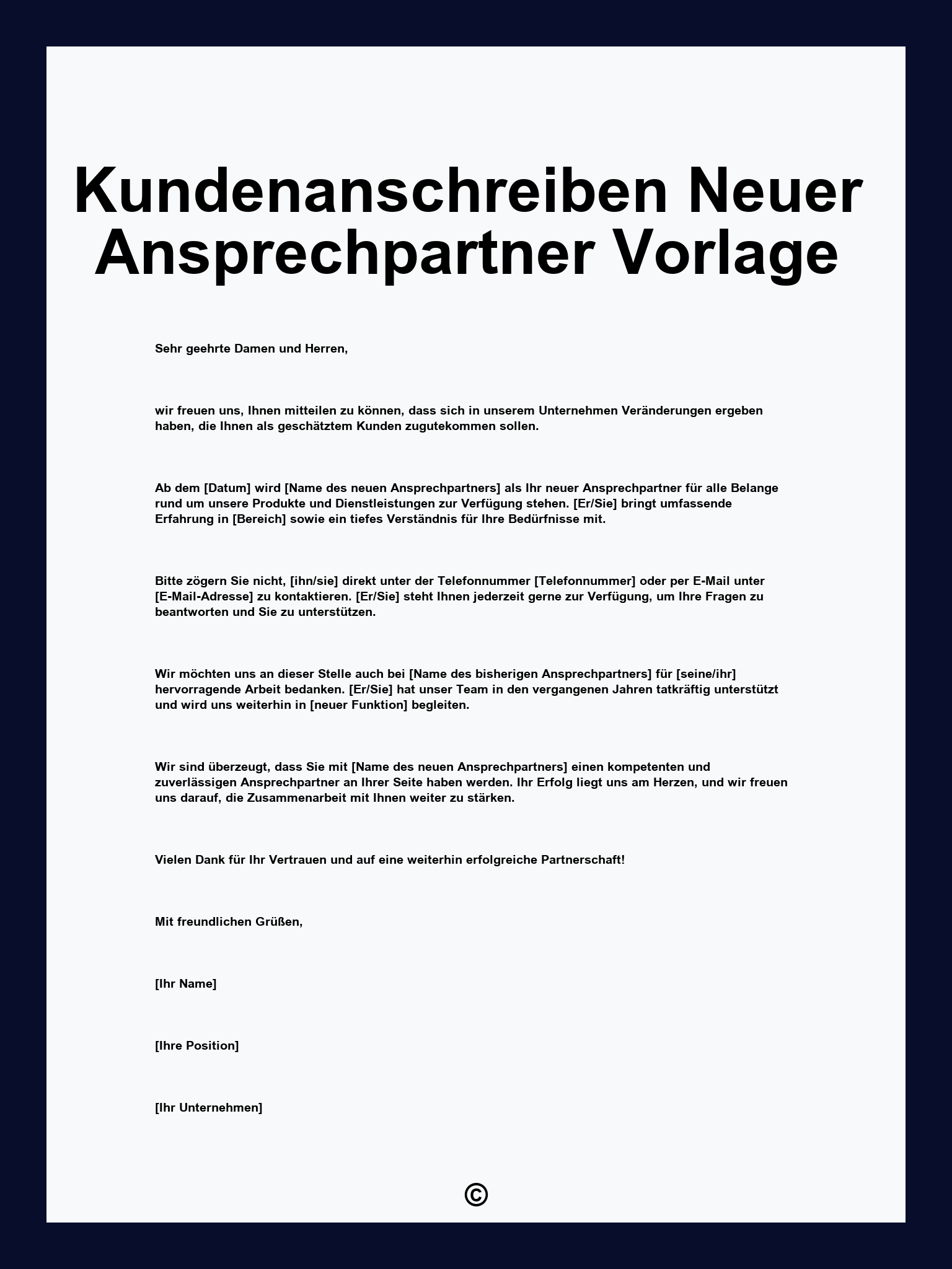 Kundenanschreiben Neuer Ansprechpartner Vorlage