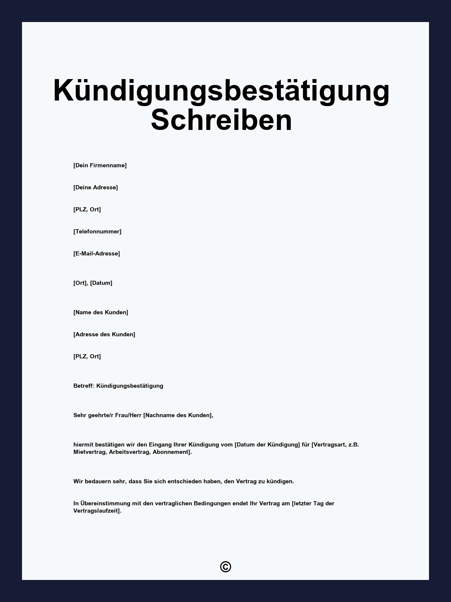 Kündigungsbestätigung Schreiben