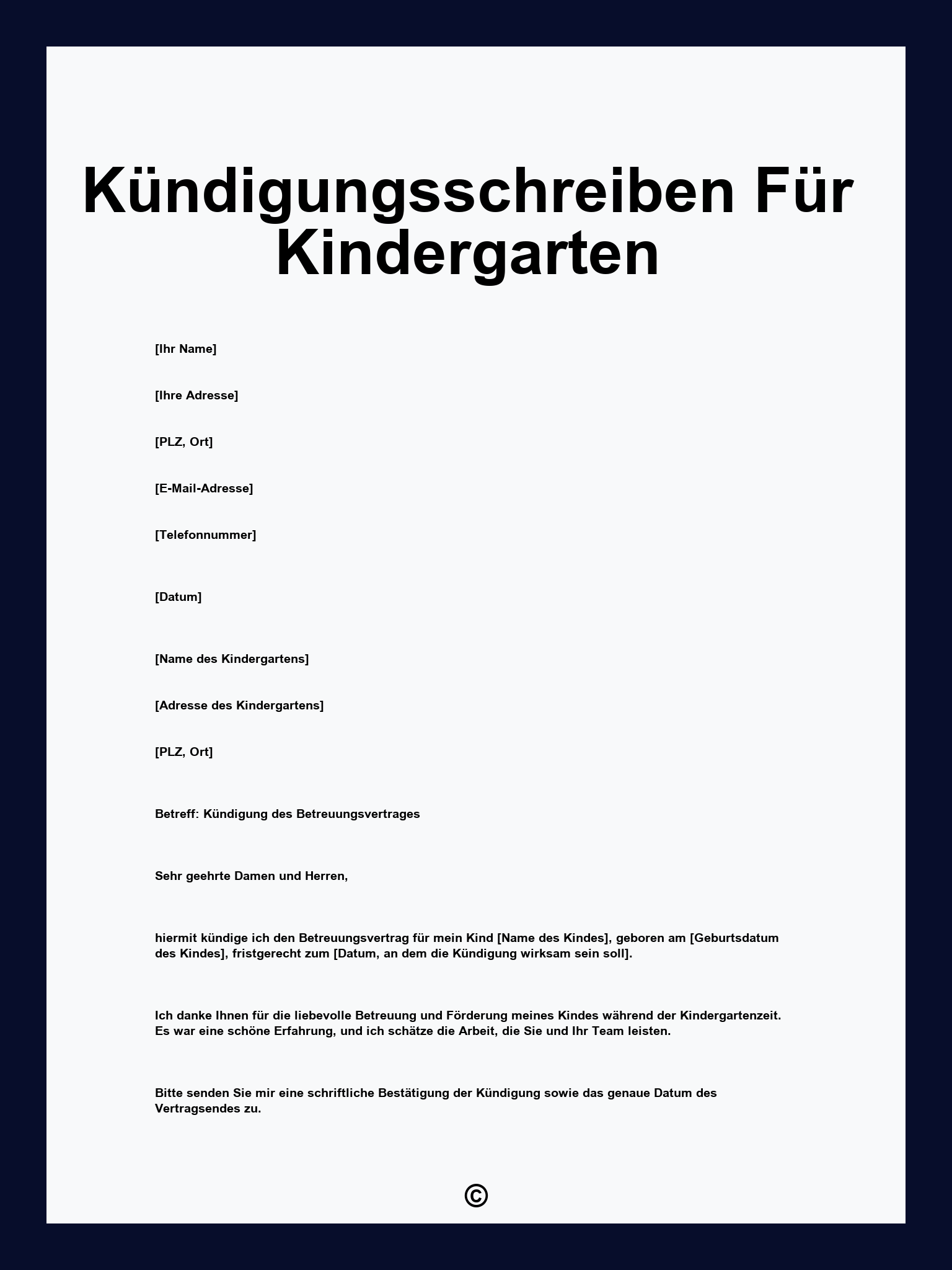 Kündigungsschreiben Für Kindergarten