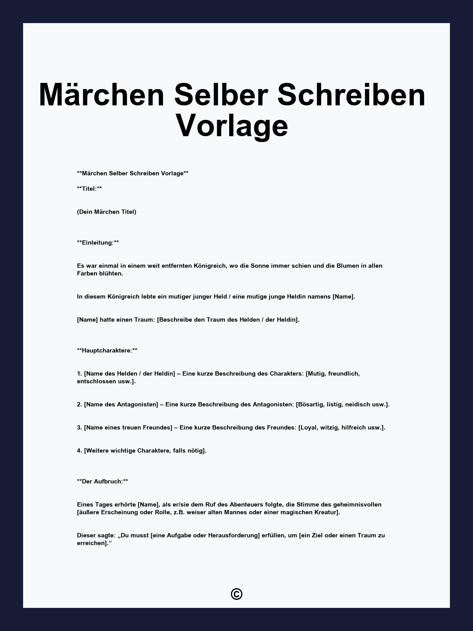 Märchen Selber Schreiben Vorlage