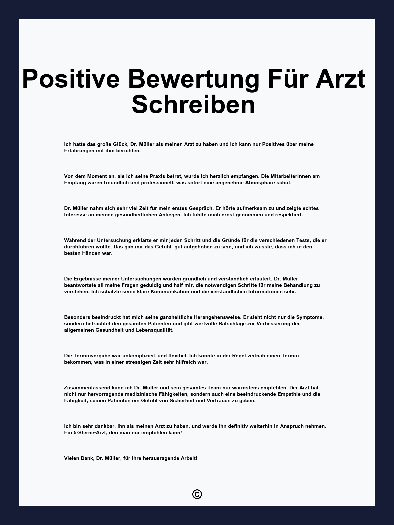 Positive Bewertung Für Arzt Schreiben