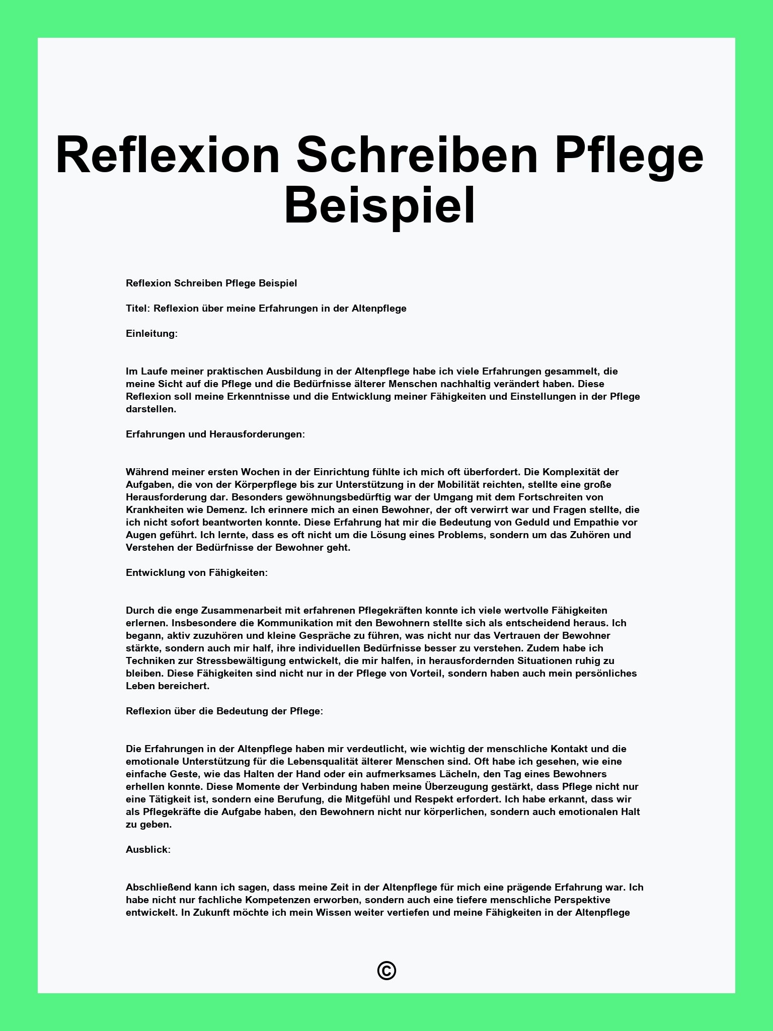 Reflexion Schreiben Pflege Beispiel