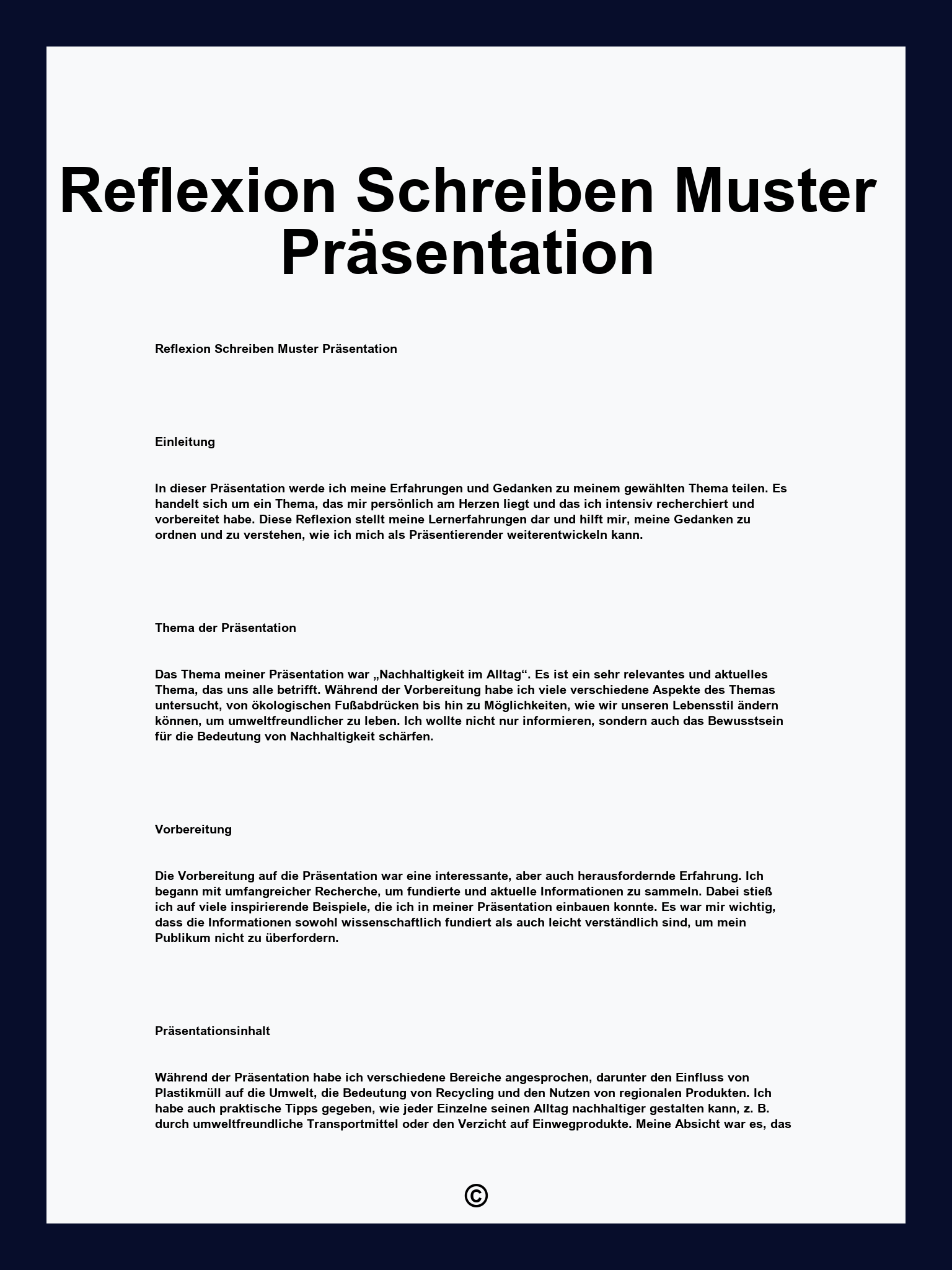 Reflexion Schreiben Muster Präsentation