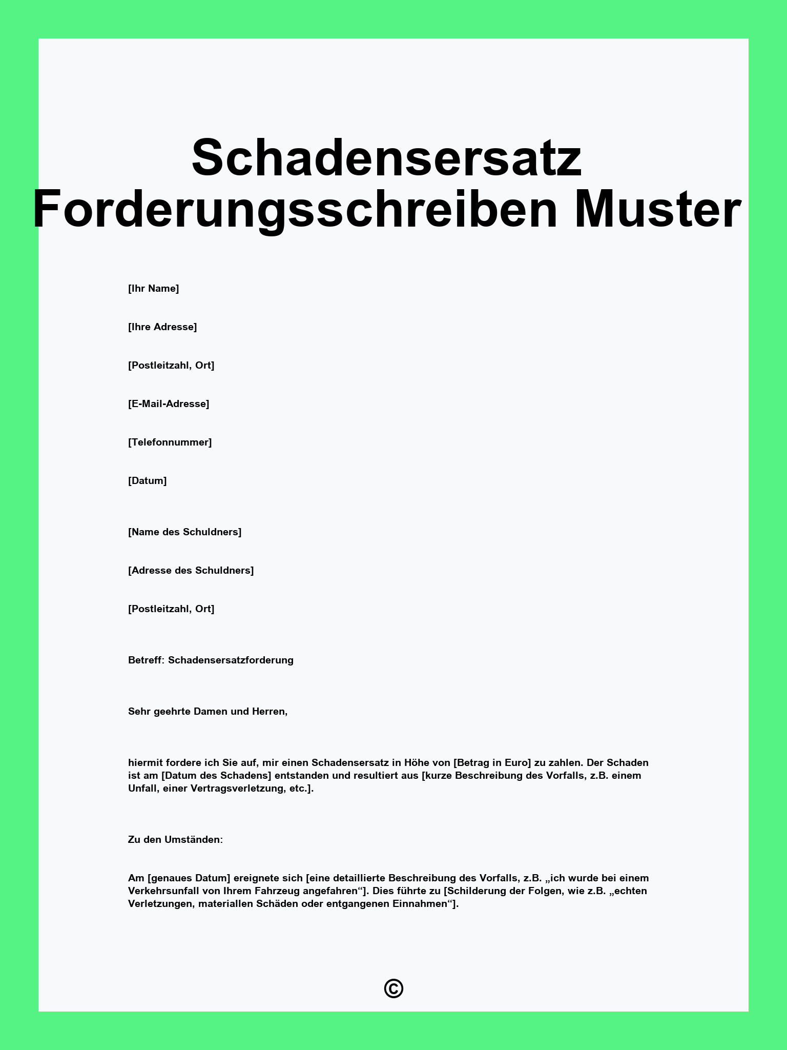 Schadensersatz Forderungsschreiben Muster