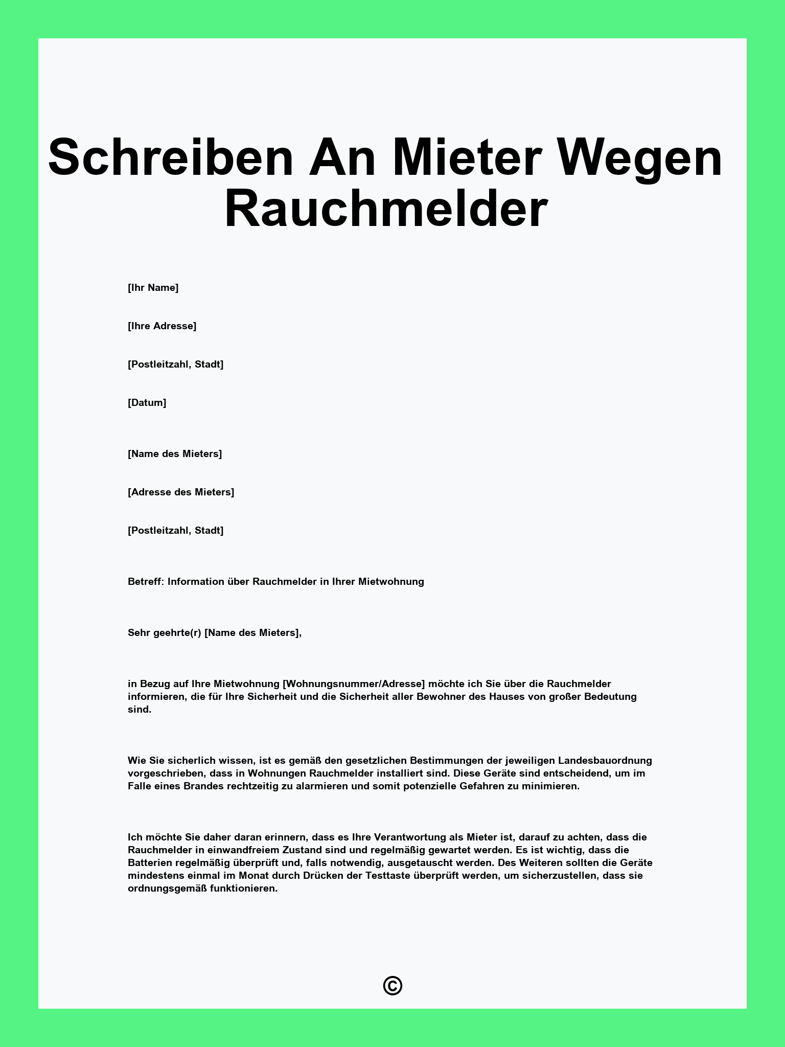 Schreiben An Mieter Wegen Rauchmelder