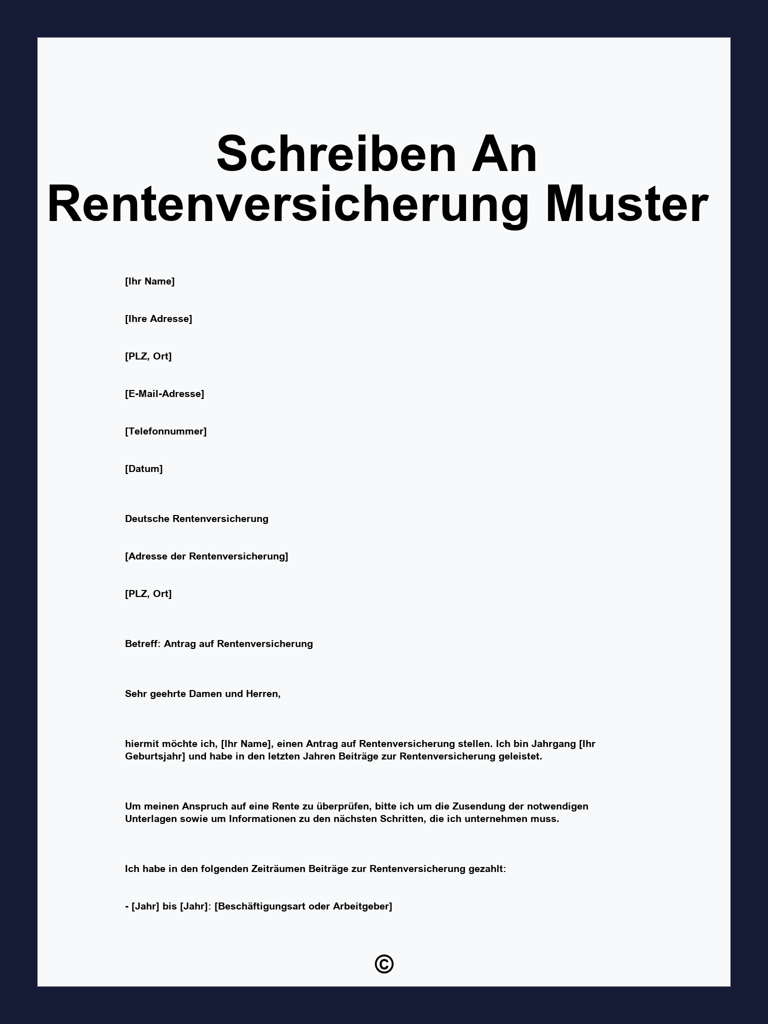 Schreiben An Rentenversicherung Muster