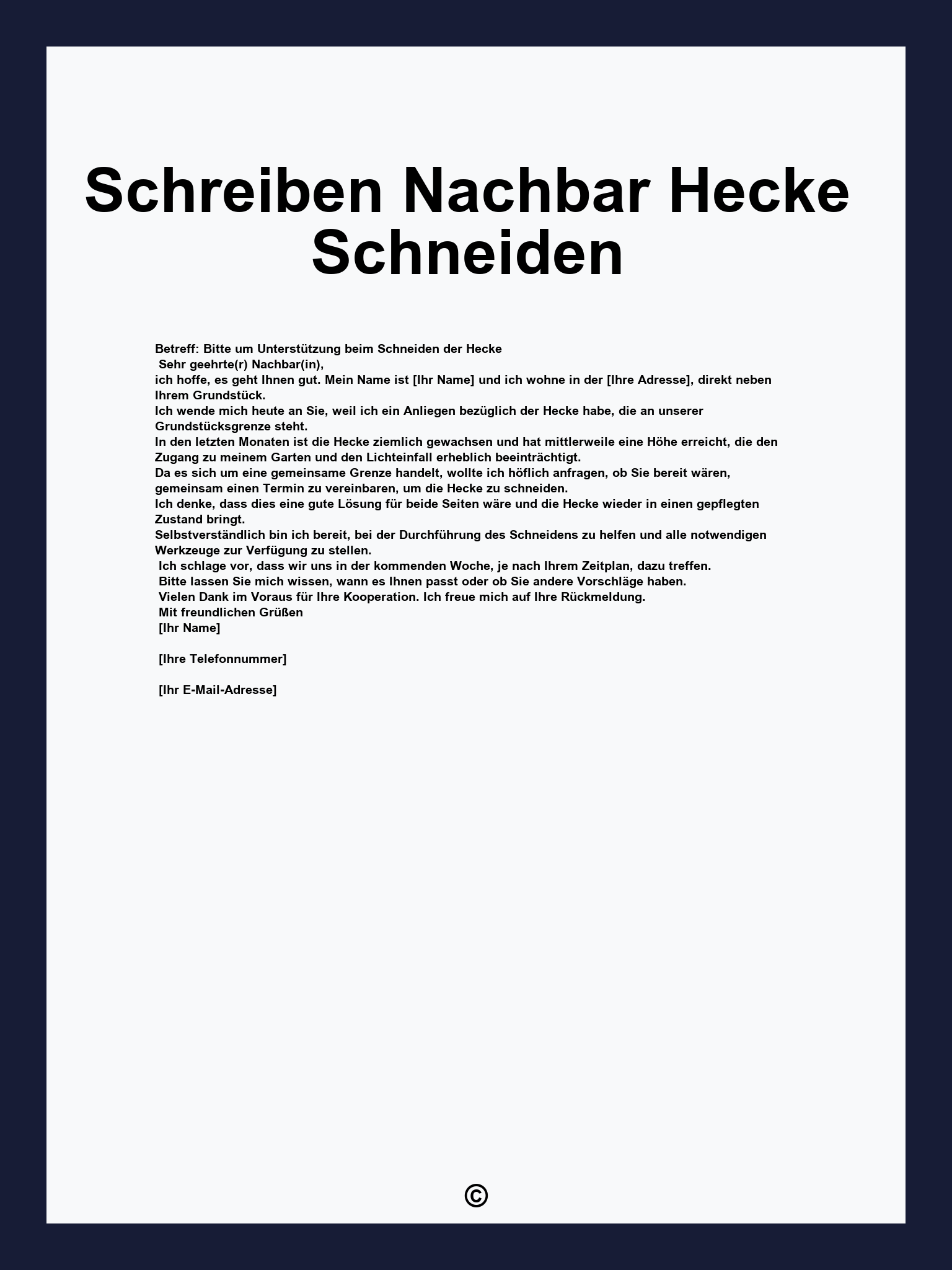 Schreiben Nachbar Hecke Schneiden