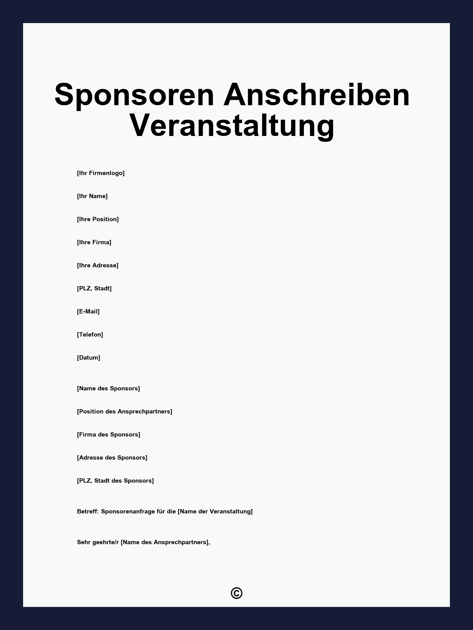 Sponsoren Anschreiben Veranstaltung