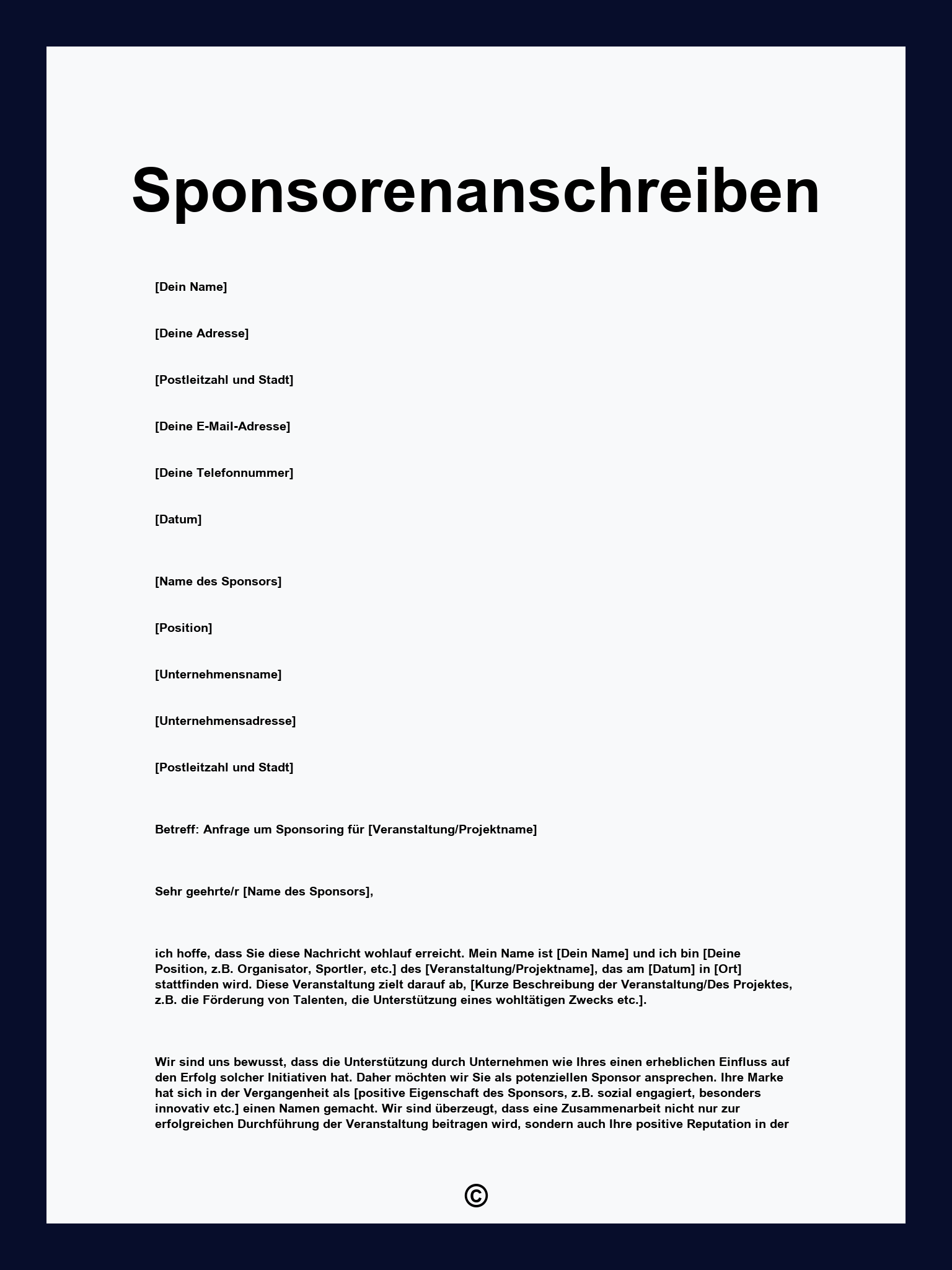 Sponsorenanschreiben