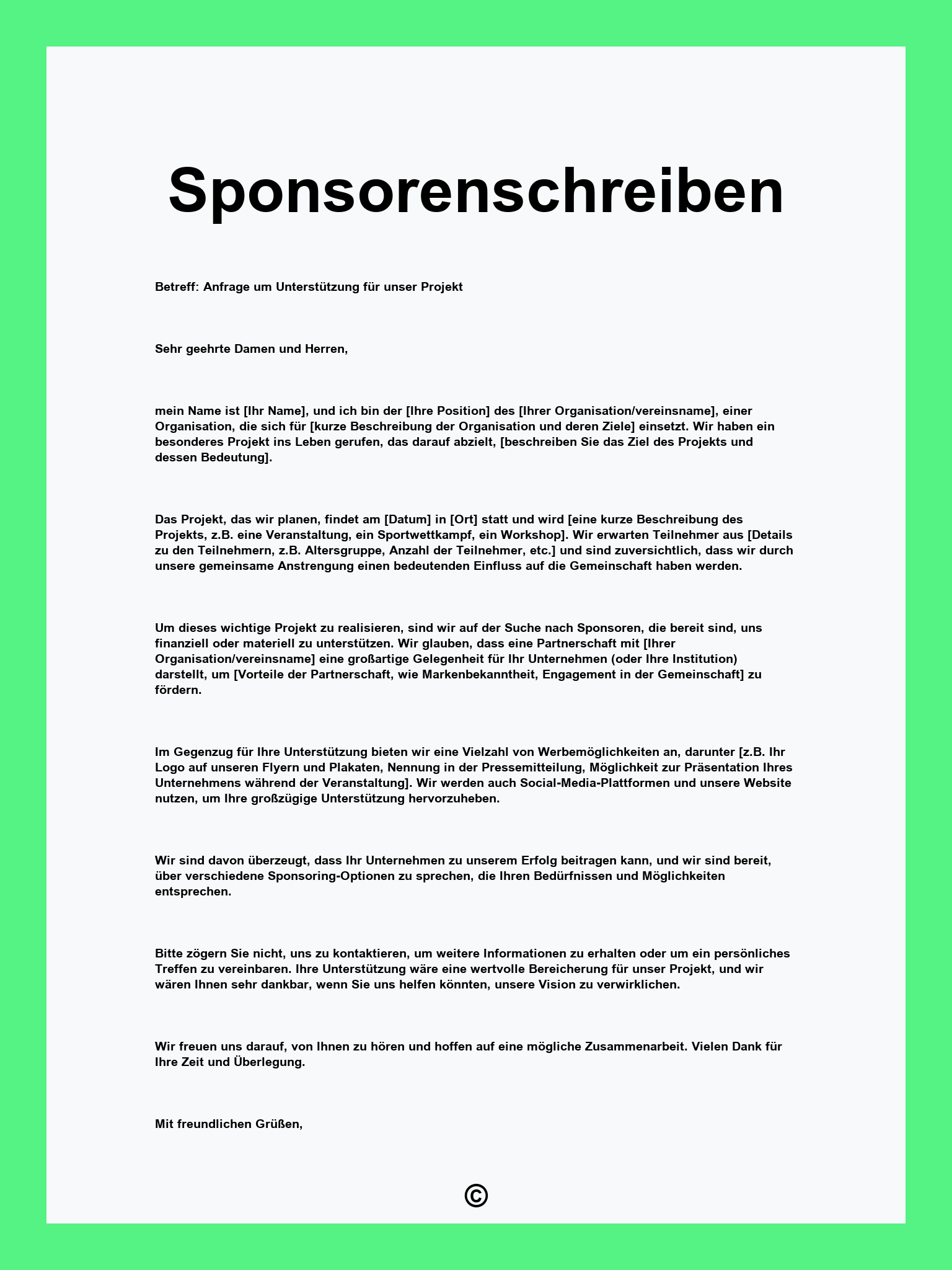 Sponsorenschreiben