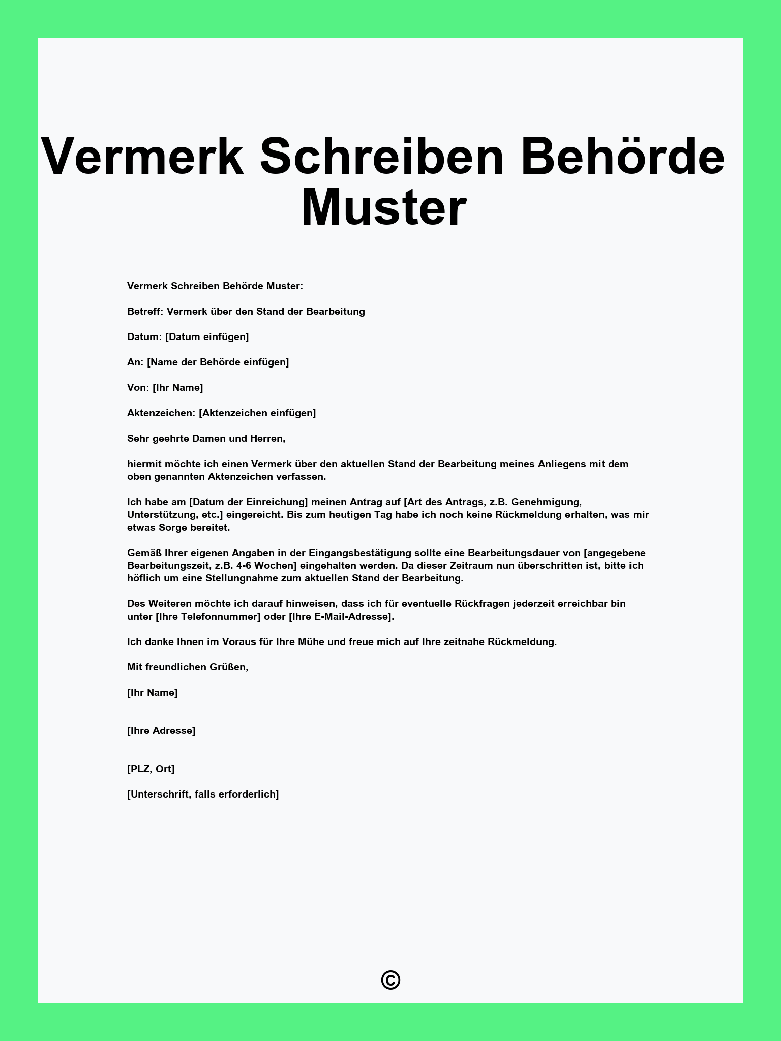 Vermerk Schreiben Behörde Muster