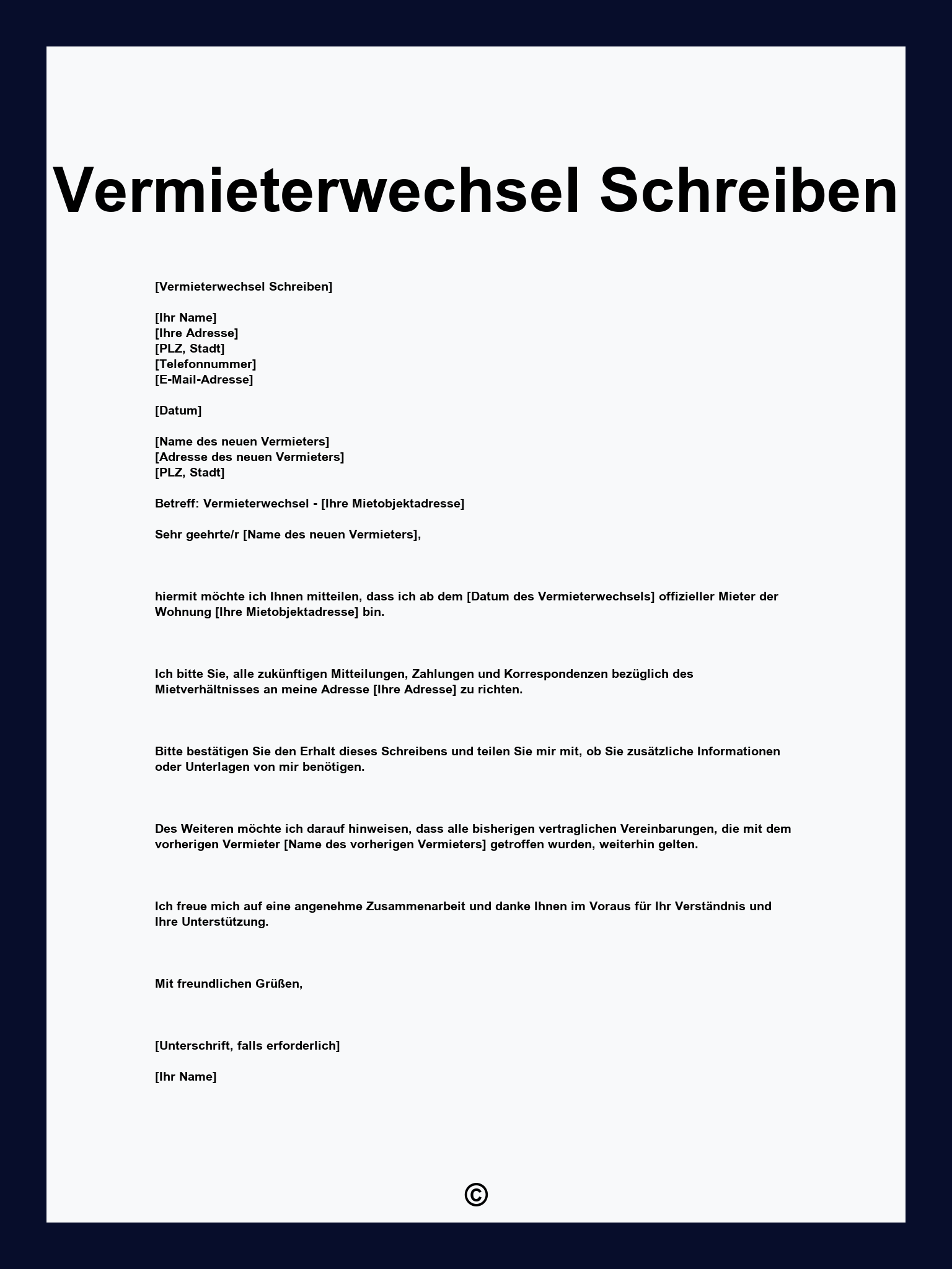 Vermieterwechsel Schreiben